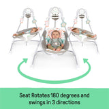 Ingenuity InLighten Soothing Swing with owl design and light-up mobile
