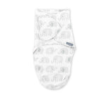 SwaddleMe by Ingenuity Monogram Collection baby swaddle with adjustable wings and easy change pocket in scribble elephant design
