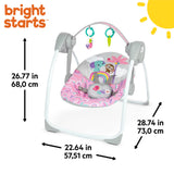 Bright Starts Pink Paradise Portable Compact Baby Swing, Unisex