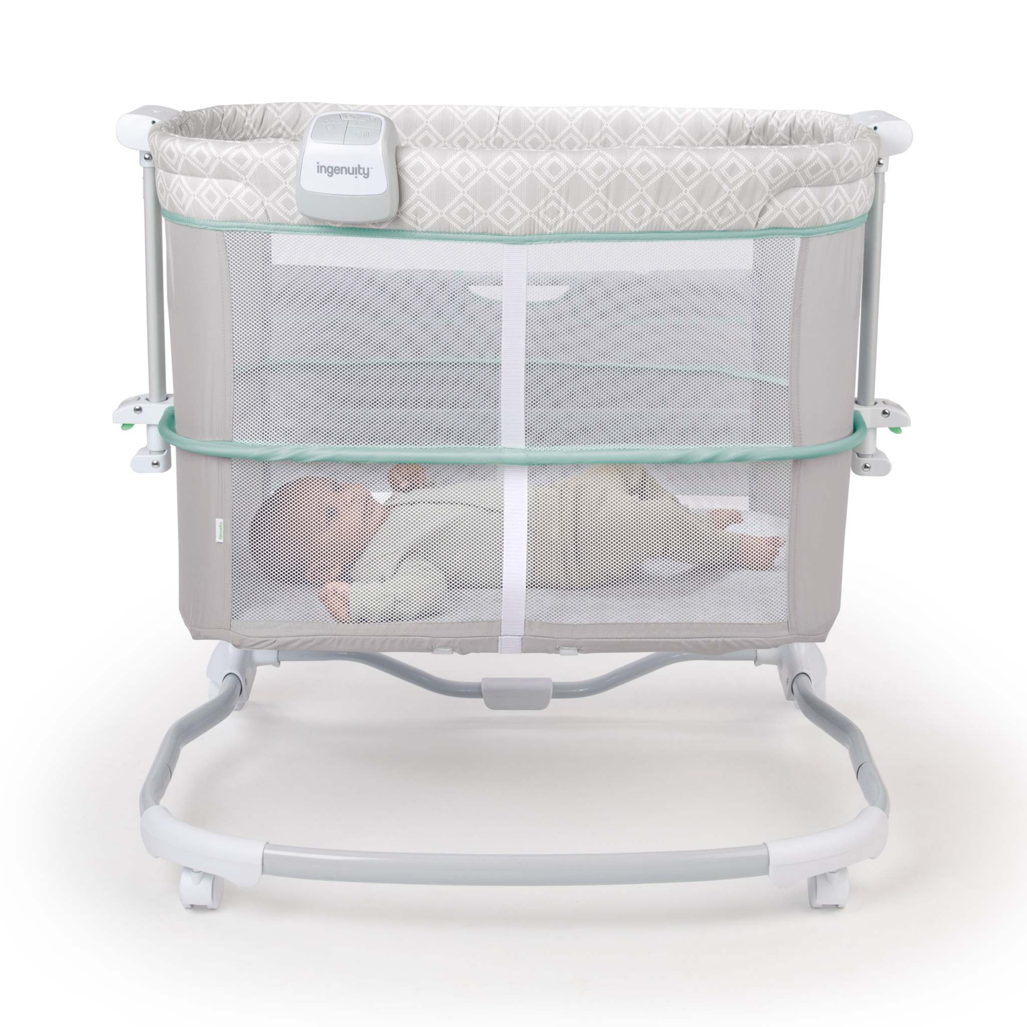 Ingenuity Dream & Grow Bedside Bassinet adjustable bedside crib with breathable mesh sides and storage pockets