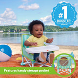 Bright Starts Pop 'N Sit Cabana Portable Booster Chair with UPF Canopy, Indoor/Outdoor, Teal, 6 Mos - 3 Yrs