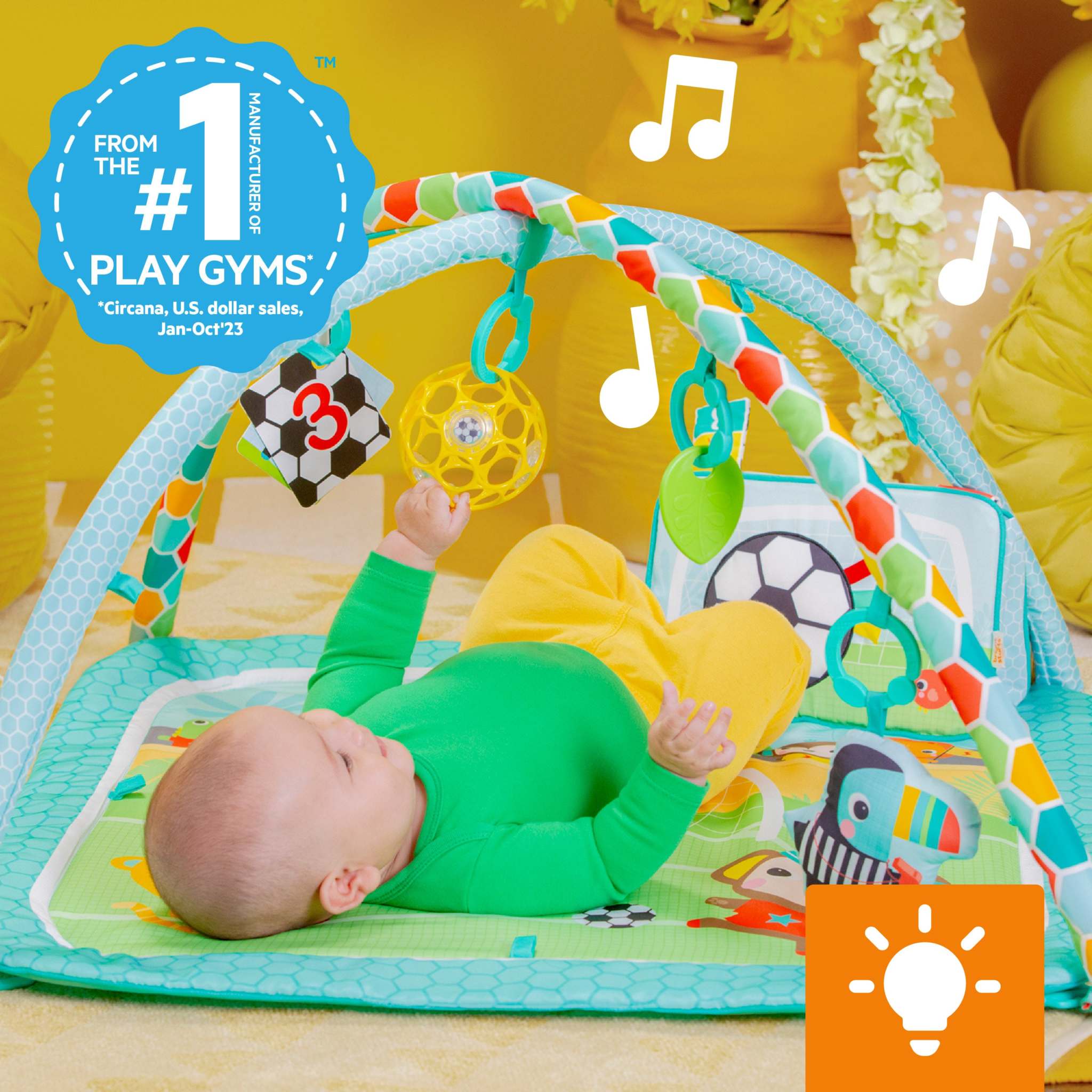 Grip & Kick Activity Baby Play Gym Activity Gym with interactive kick pad and toys for baby development