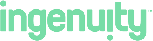 Logo with the word 'ingenuity' in green on a white background