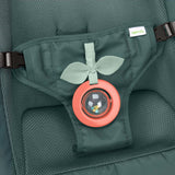 Stow & Go Compact Folding Bouncer lightweight fold-flat baby seat with CalmTouch Vibe-Pod and removable rattle toy