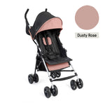 Ingenuity 3D Mini Convenience Stroller in dusty rose with lightweight steel frame and multi-position recline