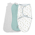 SwaddleMe by Ingenuity 3-pack baby swaddle set for 0-3 months with Pod, Original, and Night Sack in little bees design
