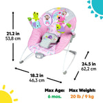 Bright Starts Pink Paradise vibrating baby bouncer with toys and calming vibrations
