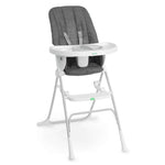 Ingenuity Sun Valley Compact Folding High Chair in grey with adjustable tray and 3-section Twist & Dine plate for baby self-feeding