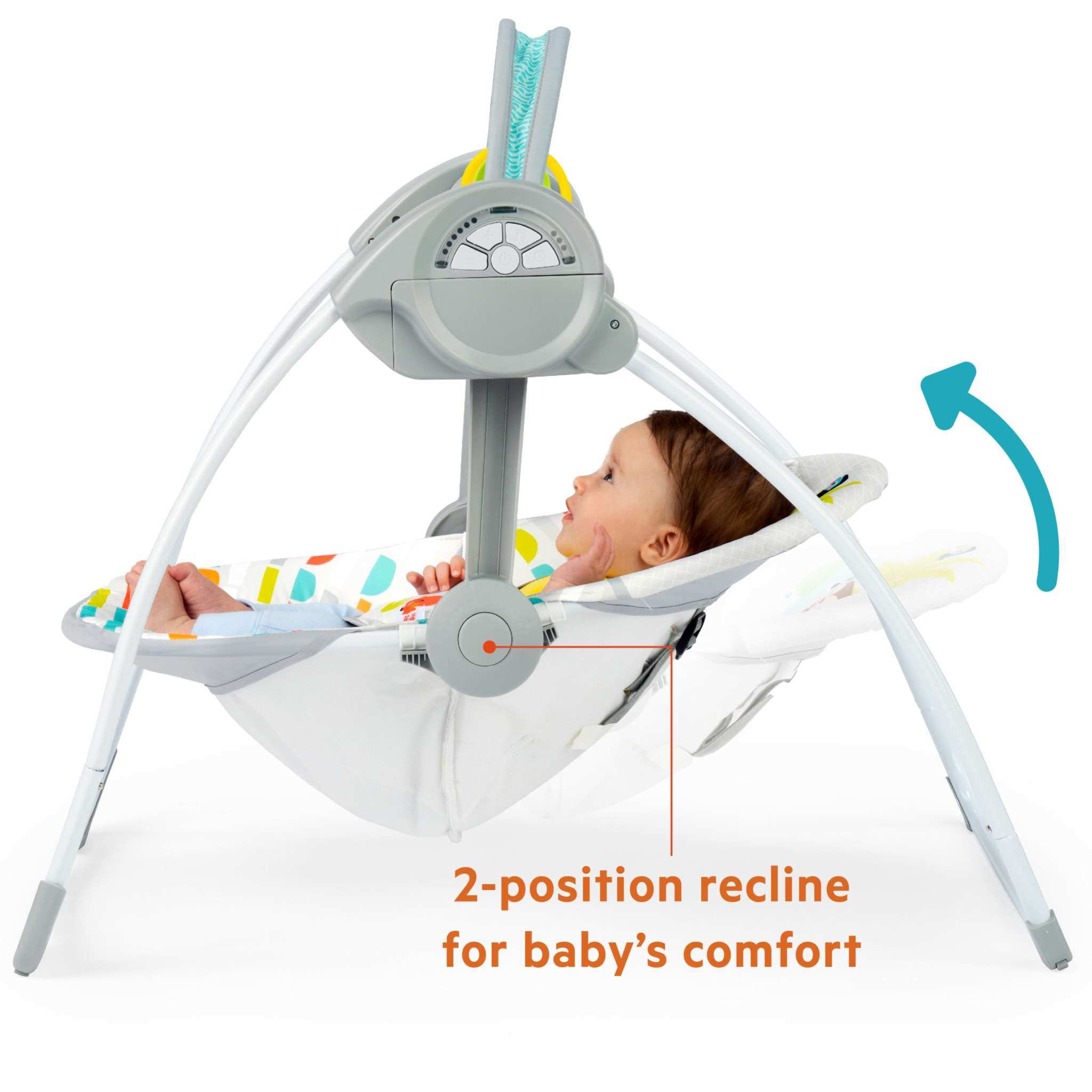 Bright Starts Playful Paradise portable baby swing with toy bar and colorful design