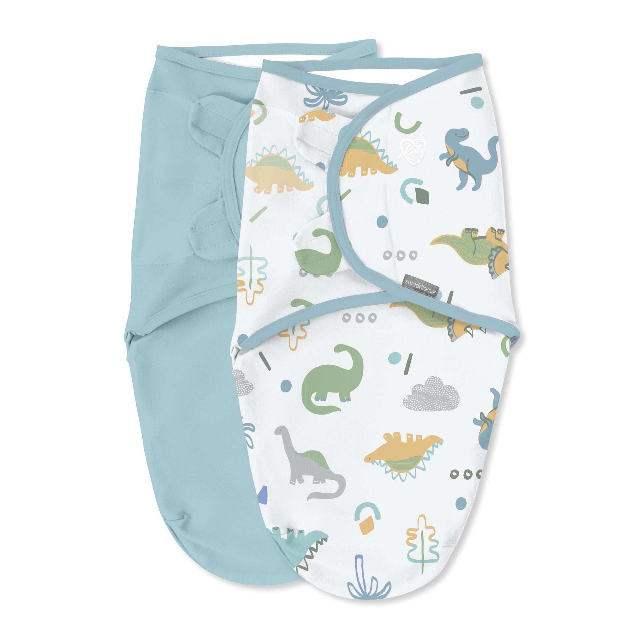 SwaddleMe by Ingenuity Original Swaddle in Tropical Dino print for babies 0-3 months, small/medium size, 100% cotton, adjustable wrap with secure hook-and-loop closures
