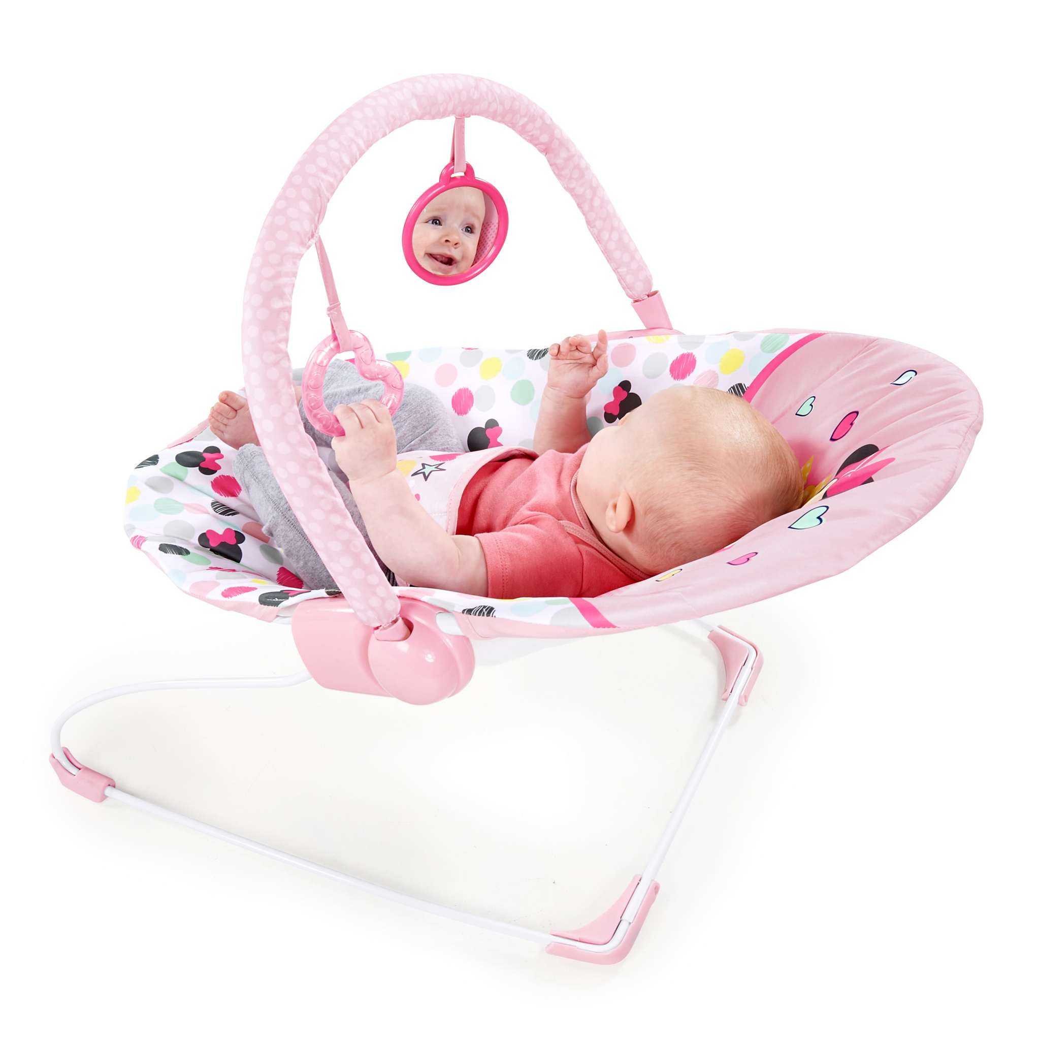 Vibrating Baby Seat Minnie Mouse Spotty Dotty Bouncer
