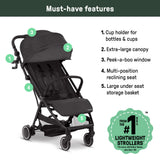 Ingenuity 3D Travelmate Pro Travel Stroller with Fold-Away Ride-On Board, Car Seat Compatible - Black