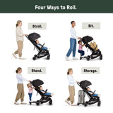 Ingenuity 3D Travelmate Pro Travel Stroller with Fold-Away Ride-On Board, Car Seat Compatible - Black