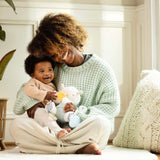 Ingenuity Calm Springs Plush Sheppy activity pal for babies with soft textures and teether