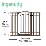 Ingenuity The Doorway 48W Series bronze metal pet and baby safety gate with auto-close door and no-drill pressure mount system
