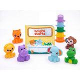 Bright Starts Splashables 14-Piece Bath Toy Gift Set, Includes 8 Animal Squirters, 5 Stacking Cups & 1 Waterproof Bath Book, Unisex, 6M+