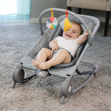 Summer 2-in-1 bouncer and rocker duo in light gray tweed with toy bar