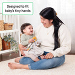 Cozy Sylvi Plush baby lovey with carrot teether and ribbons for self-soothing and motor skill development