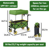 Bright Starts John Deere Pop 'N Ride Wagon with Sun Canopy, Green & Yellow