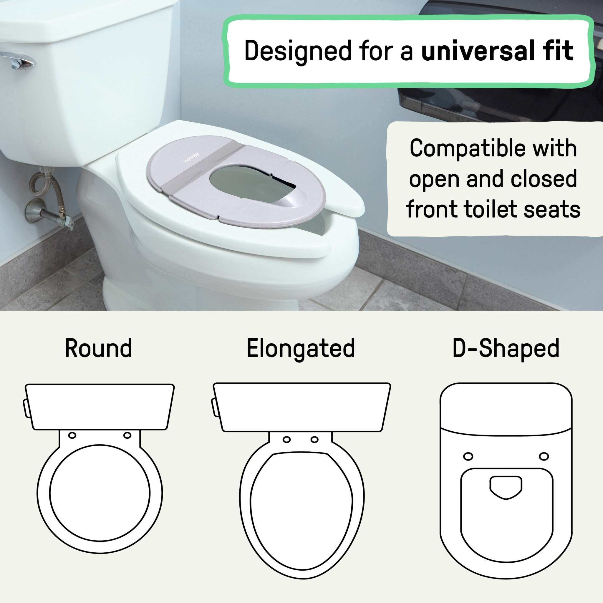 Ingenuity FoldAway Travel Potty Seat folded with water resistant travel bag for toddler potty training on the go