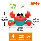 Bright Starts Rockin’ Crawling Crab Interactive Baby Toy with Music & Dancing, Red