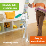 Bright Starts Dine Delight Compact Folding High Chair with 3-Section Plate, Unisex, Playful Paradise Pattern, 6M-3Y