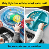 Baby Einstein Ocean Explorers Snack & Splash compact folding high chair with sensory water mat and adjustable tray for babies 6 to 36 months