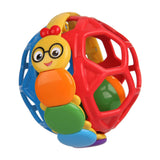 Flexible baby sensory rattle ball toy with colorful textures