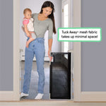 Summer by Ingenuity Thruway 52W Series retractable black mesh baby and dog safety gate installed in doorway