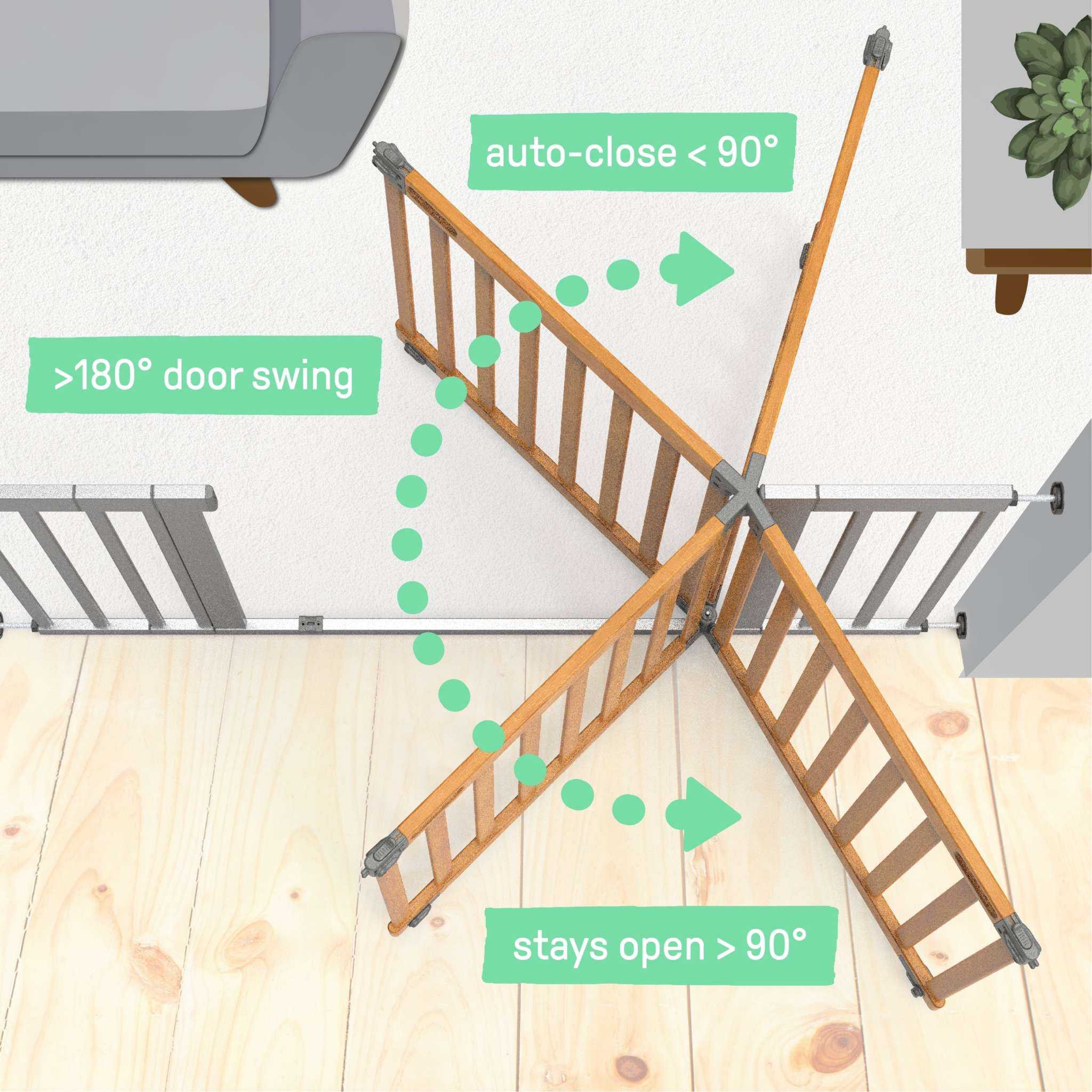 Ingenuity The Thruway 60W Series wooden and metal safety gate for babies and pets with pressure mount system