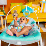 Bright Starts Wild Vibes infant to toddler rocker with toy bar and vibrating seat in safari theme