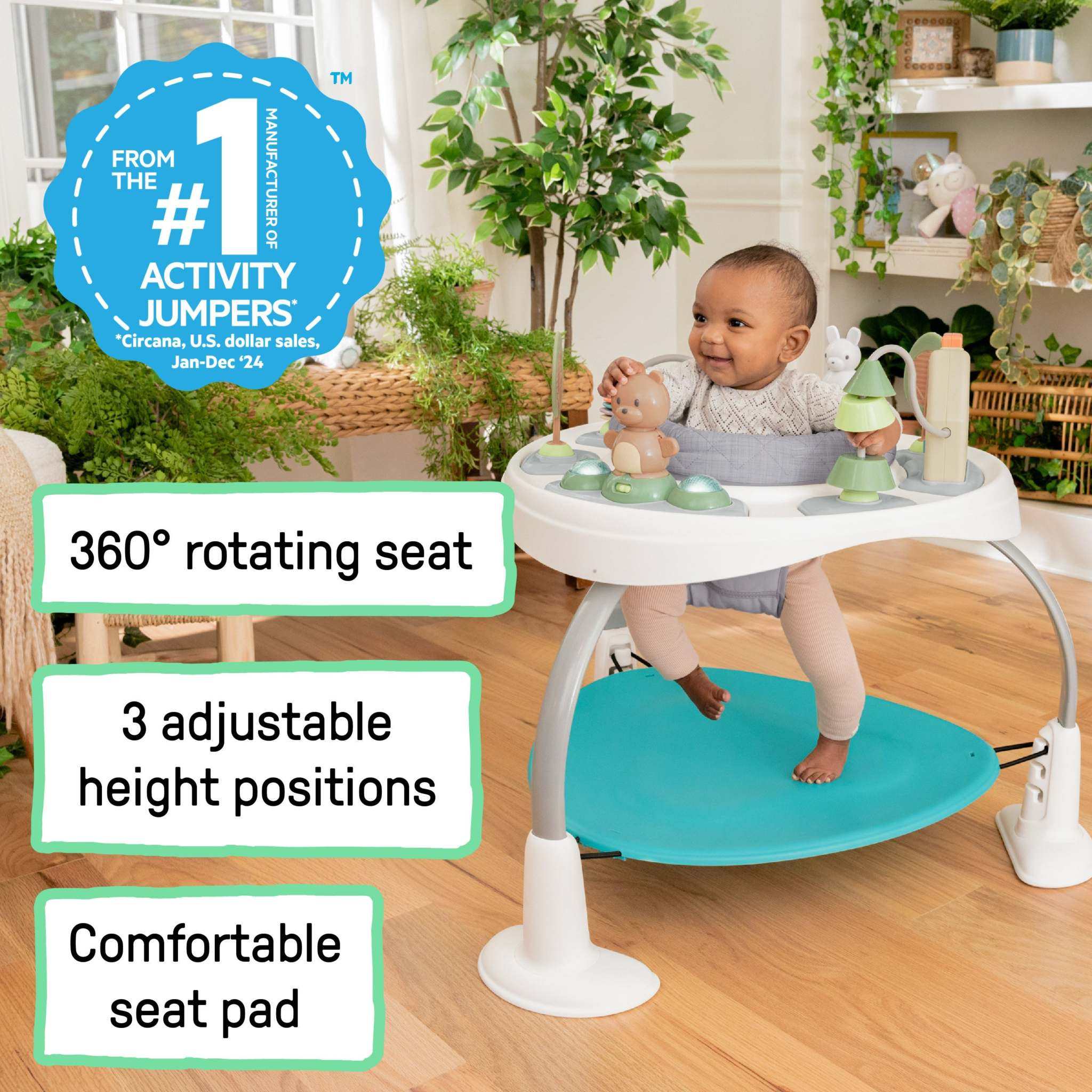 Ingenuity Spring & Sprout 2-in-1 baby activity center jumper with toys