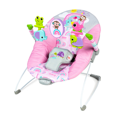 Bright Starts Pink Paradise Vibrating Baby Bouncer, Newborn +