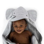Ingenuity Clean & Cuddly hooded baby elephant bath towel in soft terry cloth for newborns