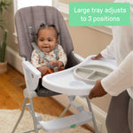 Ingenuity Sun Valley Compact Folding High Chair in grey with adjustable tray and portable design for babies 6-36 months