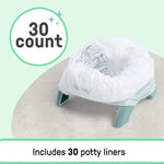 Ingenuity Potty Liners leak-resistant disposable liners with easy-tie handles and resealable storage bag for travel and home potty training