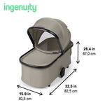Ingenuity 3DSuite DualDock portable baby bassinet in cashew with stand for newborn sleep and stroller use