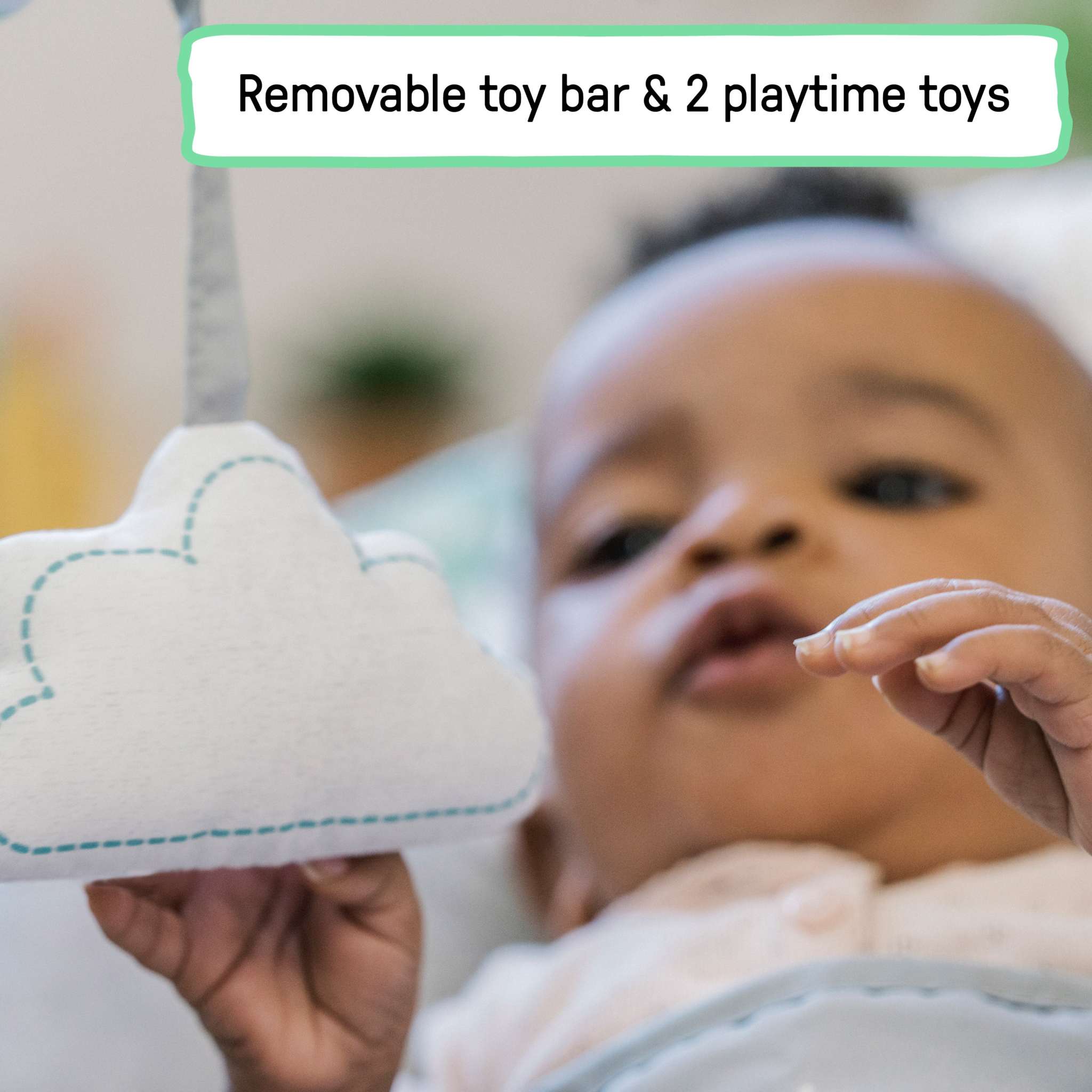 Ity by Ingenuity Bouncity Bounce Vibrating Deluxe Bouncer with removable headrest and toy bar for newborns