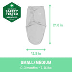 SwaddleMe by Ingenuity Original Swaddle small/medium for 0-3 months baby, 3-pack, 100% cotton breathable fabric with secure hook-and-loop closures