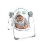 Comfort 2 Go Portable Swing with plush forest toys and soothing melodies for babies on the go