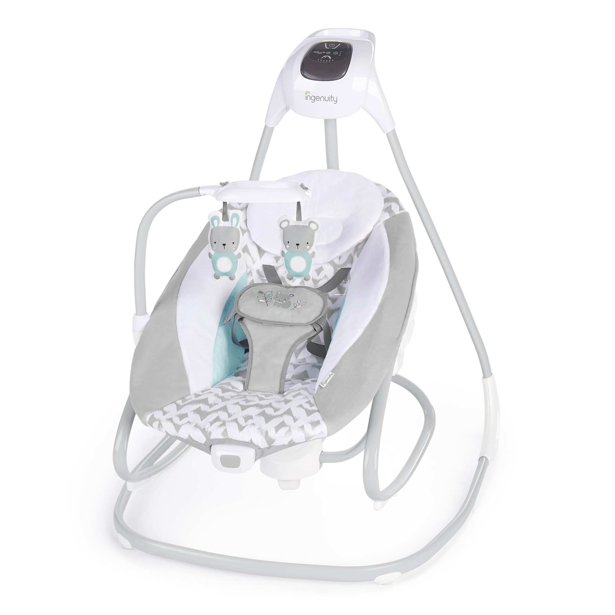 Ingenuity SimpleComfort Compact baby swing and rocker with plush seat and mobile toys