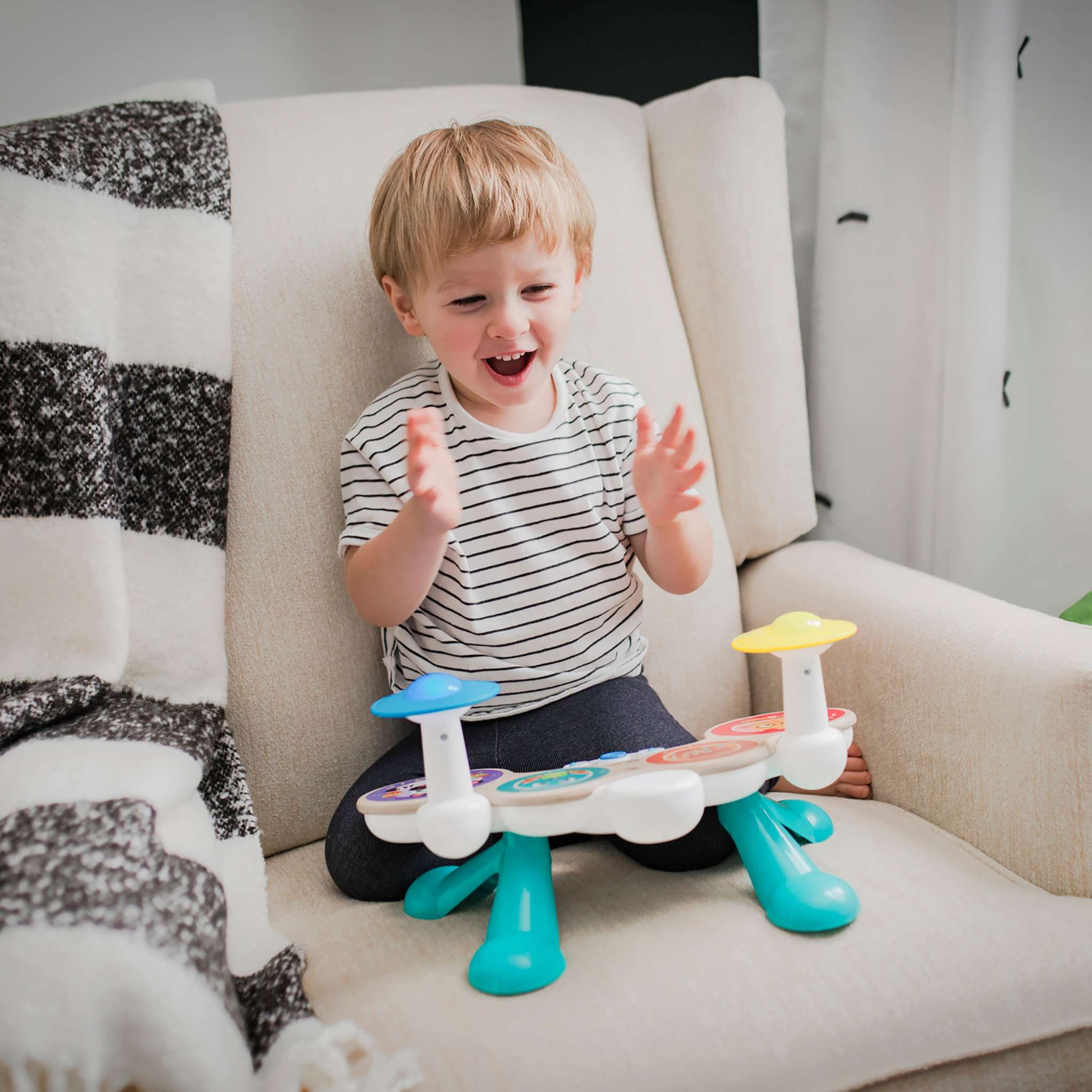 Baby Einstein Together in Tune Drums wooden toddler drum set with Magic Touch technology and wireless connectivity