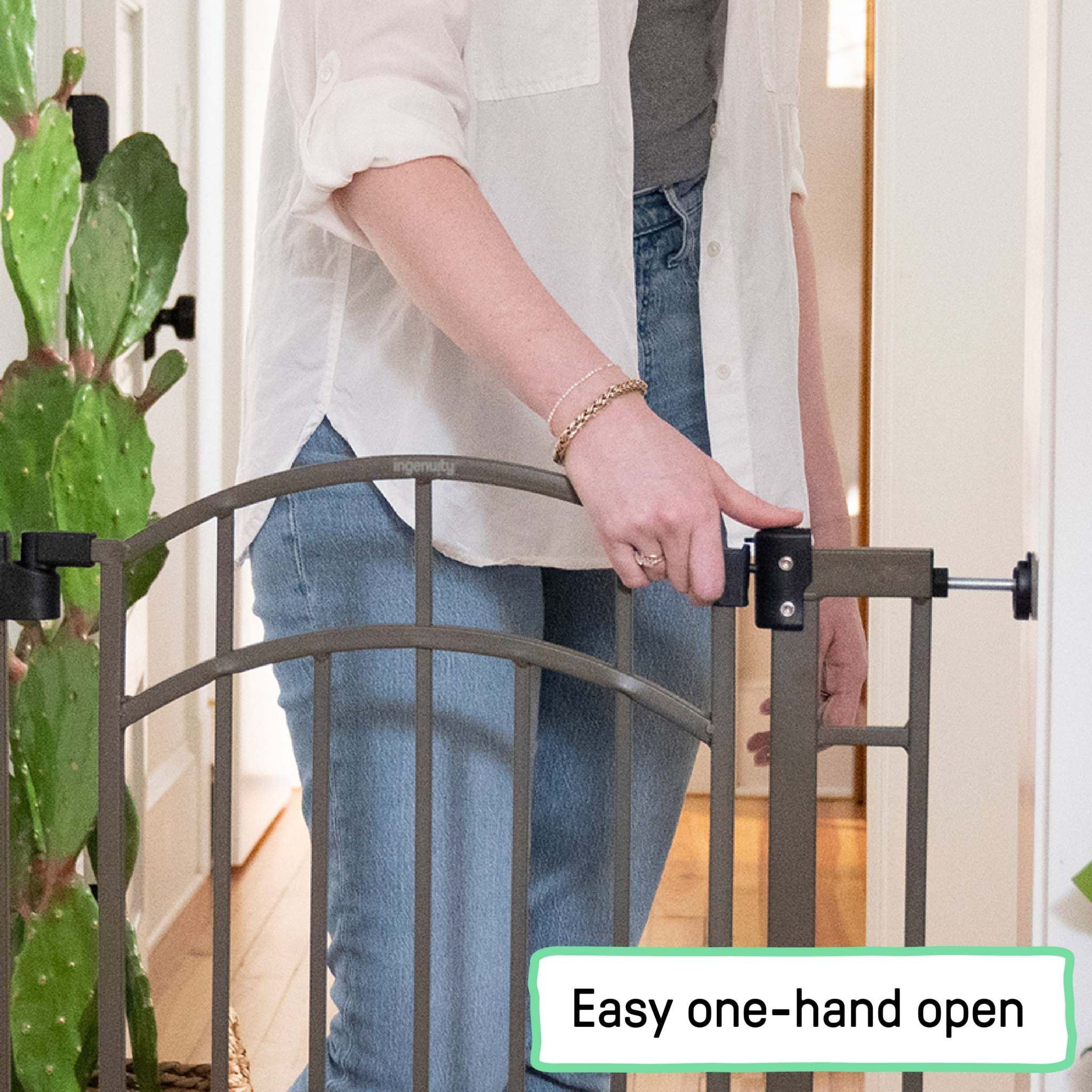 Ingenuity The Doorway 48W Series bronze metal pet and baby safety gate with no-drill pressure mount system