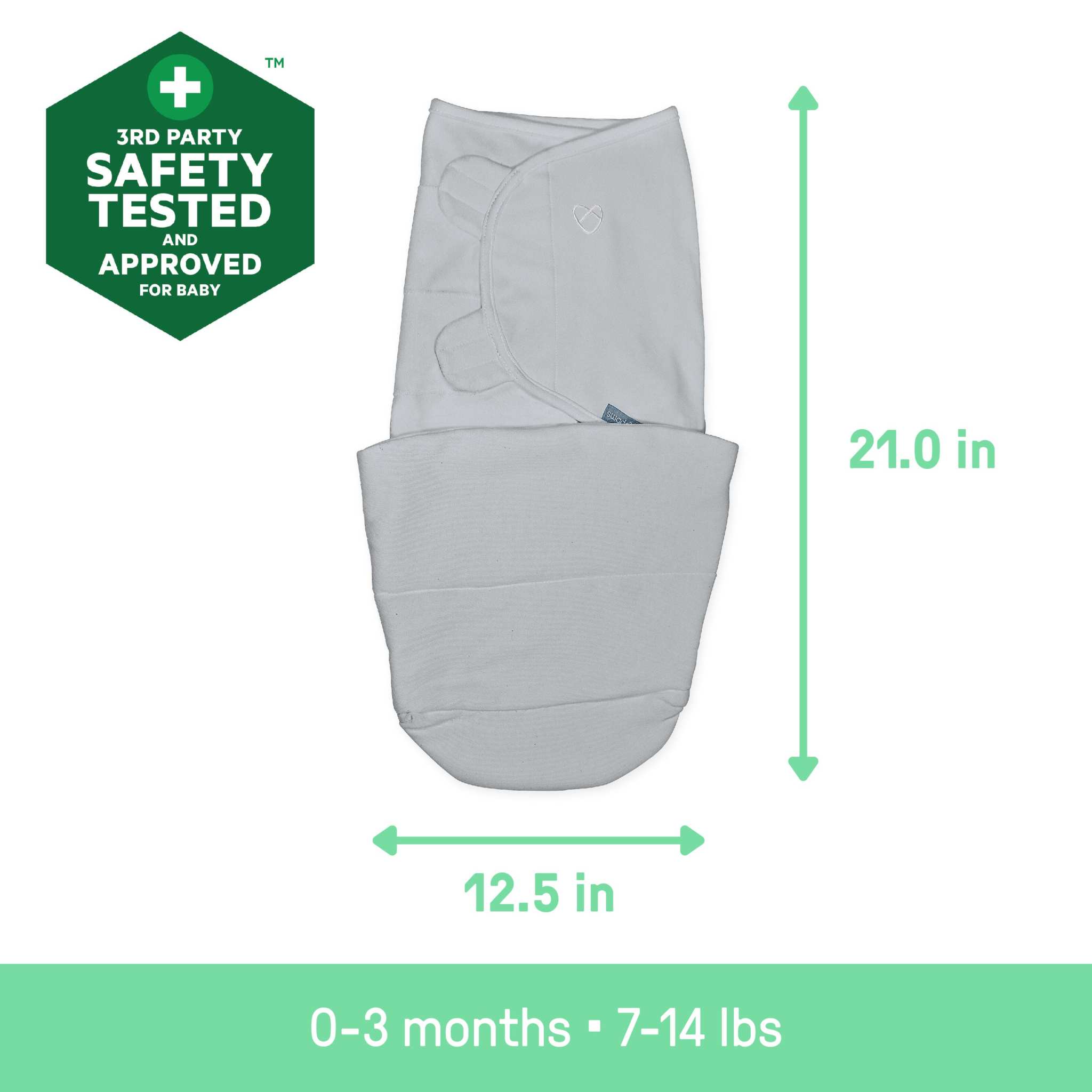 SwaddleMe by Ingenuity all season cotton baby swaddle size 0-3 months with adjustable hook-and-loop closures