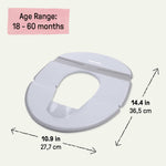 Ingenuity FoldAway Travel Potty Seat folded in water-resistant travel bag with splash guard and non-slip grip for toddlers