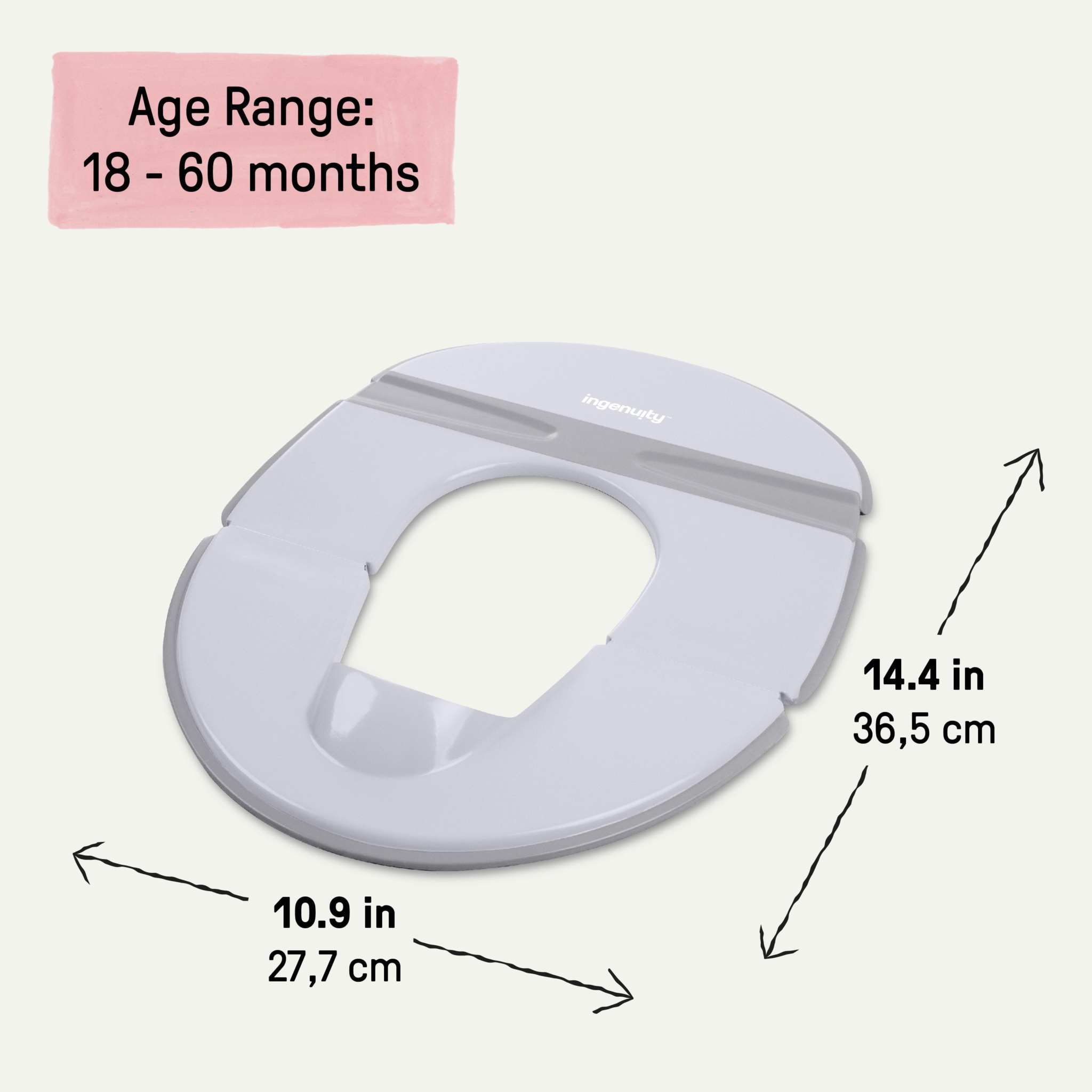 Ingenuity FoldAway Travel Potty Seat folded in water-resistant travel bag with splash guard and non-slip grip for toddlers
