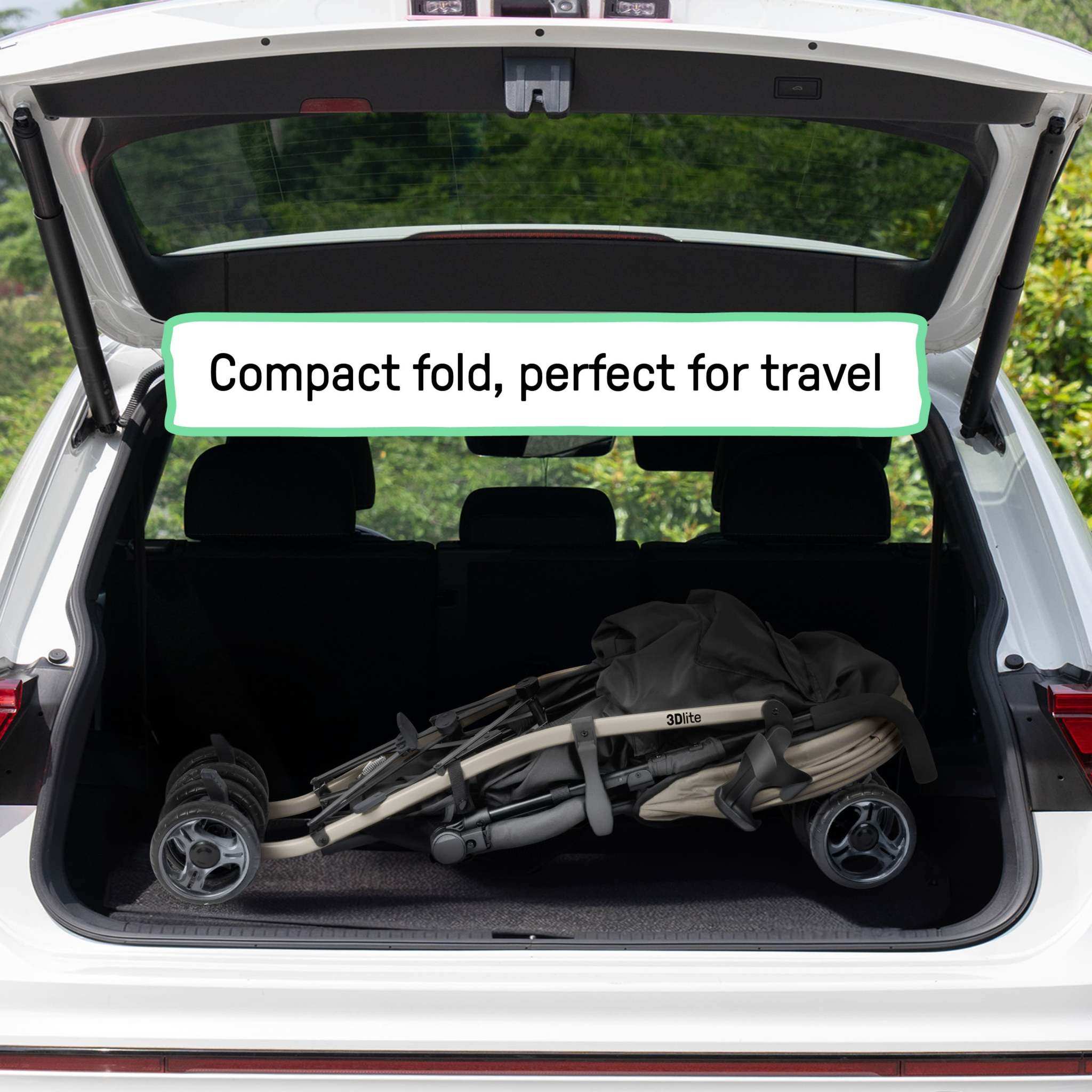 Ingenuity 3Dlite Jewel lightweight khaki stroller with car seat compatibility and large canopy