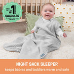 Heather grey SwaddleMe by Ingenuity Night Sack Sleeper for babies 3-18 months with zipper and hip-healthy design