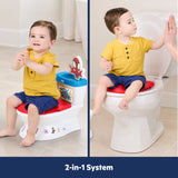 Bright Starts Marvel Spidey and his Amazing Friends My Size Potty 2-in-1 System, Unisex Toddler Potty Chair with Flushing & Cheering Sounds