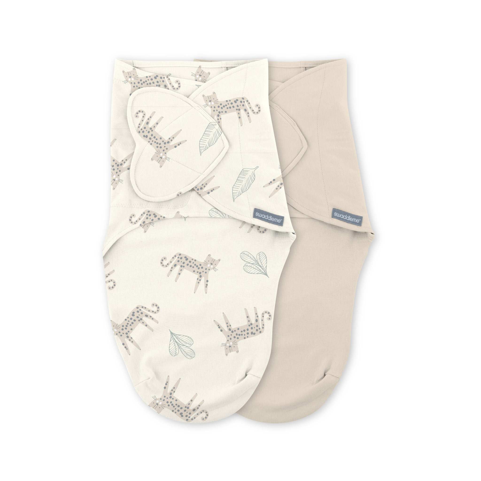 SwaddleMe by Ingenuity Monogram Collection baby swaddle 0-3 months 2-pack with adjustable wings and easy change pocket